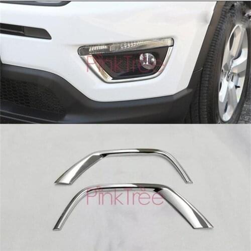 Chrome Front Fog Light Lamp Cover Trim Sticker For Jeep Compass 2017-2019 Exterior Car Accessories