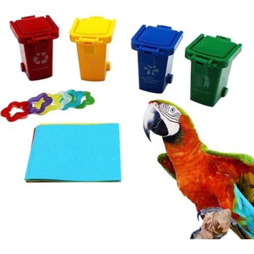 Interactive Parrot Training Toy Color Sorting Bin Puzzle Toys Bird Educational Tool Box Cage Chew Bite Toy for Cockatiel C42