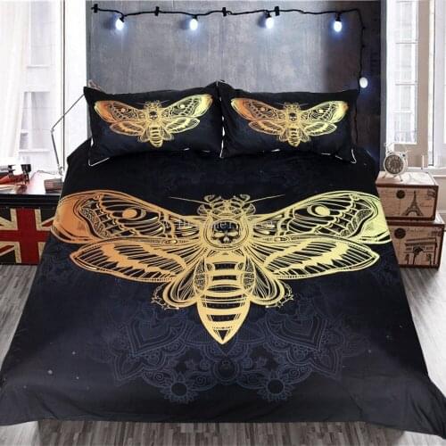 Black Head Moth Skull Bedding Set Kids Adults Twin Full Queen King Size Innovative Unique Designed 3D Printed Home Duvet Cover