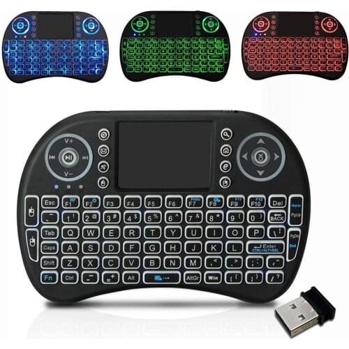 Cool Backlit I8 Mini Air Mouse 2.4G Wireless Keyboard Touchpad English Russian Spanish French Remote Control for Android