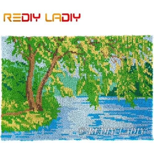 Latch Hook Kits Spring Trees Chunky Yarn Embroidery Crochet Tapestry Kits Needlework Hobbies & Crafts DIY Carpet Rug 85*58cm