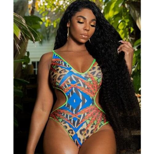Plus Size African Print Style Swimwear One Piece Swimsuit 2020 Women High Cut Trikini Thong Monokini Brazilian Bathing Suit 5XL