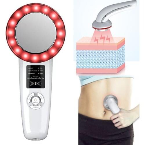 Slimming Massager 6 in 1 Ultrasonic Galvanic LED Photon EMS Physiotherapy Beauty Slimming Machine Skin Care Whitening Anti-aging