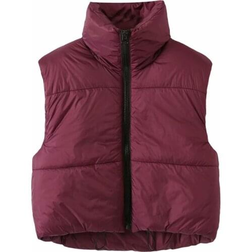 MESTTRAF Women 2021 Fashion Solid Color Stand Casual Vest Retro Sleeveless Zipper Slim Vest Streetwear