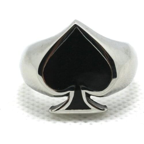 Fashion Top Quality love Heart Shape Ring 316L Stainless Steel Valentines Day Gift Poker Spade Ring From Size 8-13