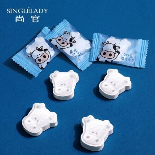 Cartoon Little Cow Compressed Towel Disposable Face Towel Cleansing Female Student Travel Portable Pure Cotton Thick and Cute