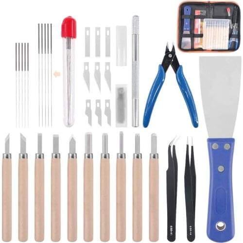 34 Pcs 3D Printer Accessory Kit, Printer Hot Bed Cleaning Tool Nozzle Cleaning Tool Set with Nozzle Hose Silicone Cover Cleaning