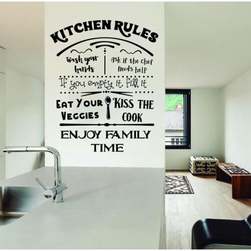 Kitchen Rules Decal Dining Room Wall Decal Kitchen Decal Sticker Kitchen Rules Sign My Wash Your Hands Decal Kiss J937