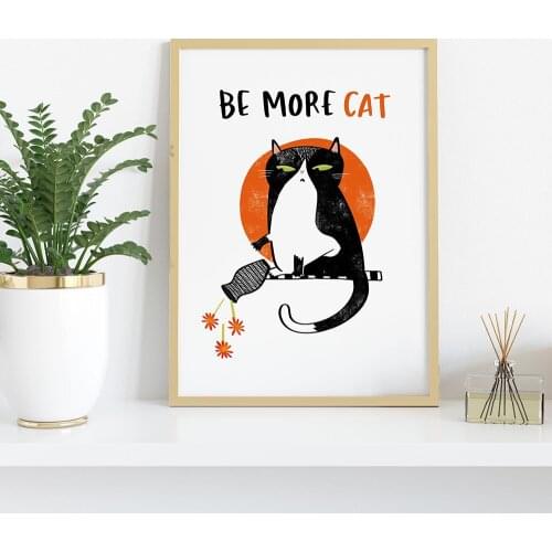 Cat Wall Print for Bedrooms Lounge Want Quote Print Vintage Painting Poster Funny Garden Canvas Painting Home Decor Frameless