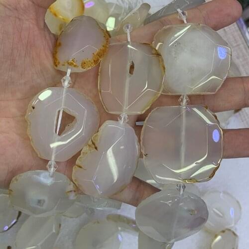Natural White Agate Stone Beads 15'' Irregular DIY Loose Beads For Jewelry Making Men Beads Necklace For Women Gift