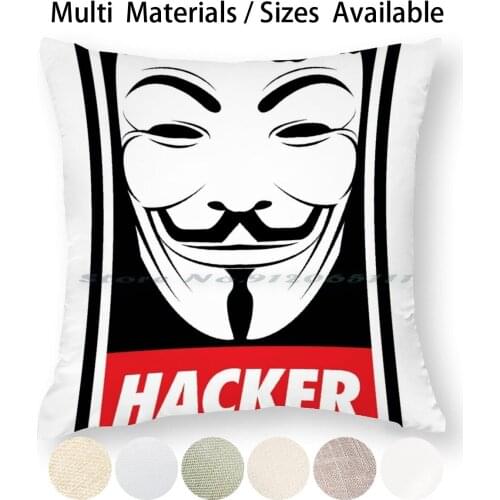 Hacker Pillow Case Throw Pillow Cover Cotton Linen Flax Anonymous V For Vendetta Giant Parody Funny Hackers Guy Fawkes Anarchy