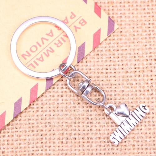 New Fashion Keychain 22x15mm i love swimming Pendants DIY Men Jewelry Car Key Chain Ring Holder Souvenir For Gift