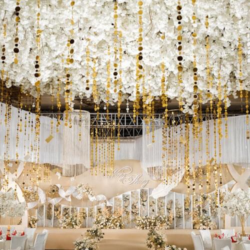 New Double-Sided mirror sequin Wedding Ceiling Decoration Sequin Beaded curtain Banner Room Home Decor Birthday party Supplies