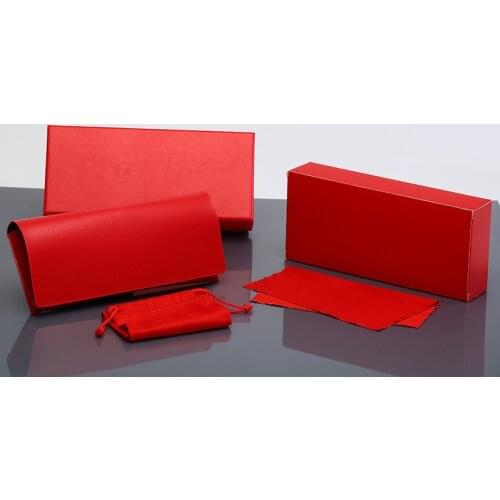 Portable Sunglasses Leather Case For Women Men Red Blue Fashion Soft Bag Set Unisex Eyeglass Box Protection Packaging