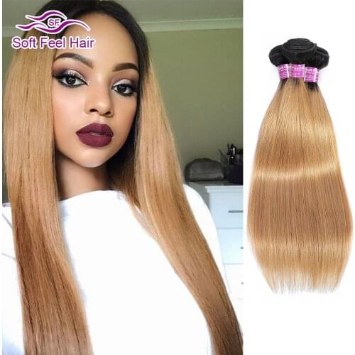 1B/Burgundy 1B/27 1B/30 Ombre Brazilian Straight Hair Bundles Ombre Human Hair Weave 3 Bundles Remy Extensions Soft Feel Hair
