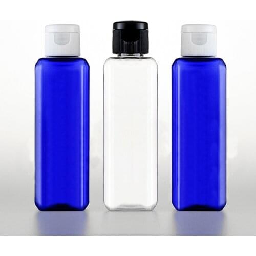 40pcs 100ml empty square skin care plastic bottles with flip top cap,100cc clear cosmetic PET lotion container,travel bottles