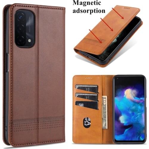Deluxe Magnetic adsorption leather case for OPPO A54 A93 A74 5G Flip Cover Protective Case capa fundas
