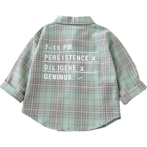 Spring 100% Cotton Plaid Casual Blouse 2021 Summer Striped Shirt Korean Baby Long Sleeve Tops Boys Shirts School Girls Blouses