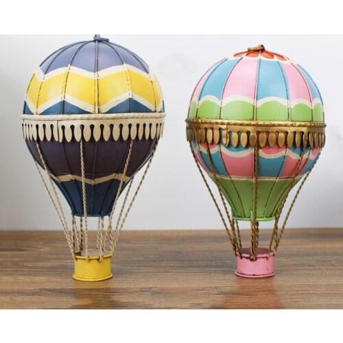 Modern Iron Hot Air Balloon Colorful Hot Air Balloon Retro Model Wall Decoration Europe Hanging Charm Art Decorations