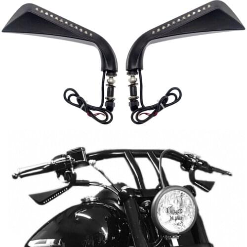 Motorcycle LED Lights Side Mirrors Turn Signal Indicator Rear View Mirror For Harley Softail/Dyna/Touring/Sportster XL1200 XL883