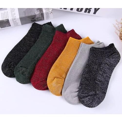 Spring and Summer Women Cotton Pure Gold and Silver Silk Socks breathable sweat-absorbing color socks
