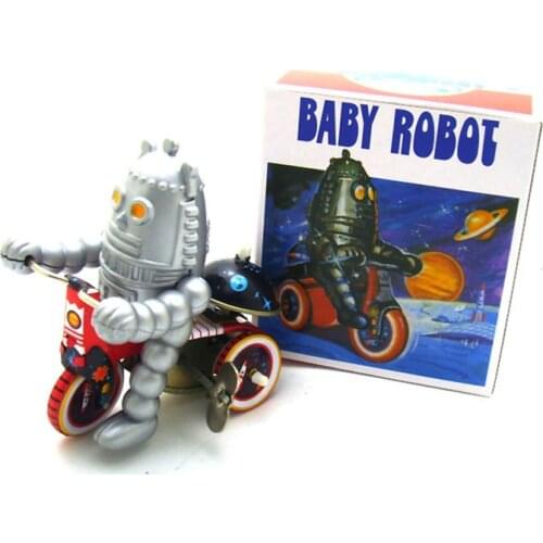 Vintage Children Toys Tin Baby Robots Wind up Toys Home Collection Retro Craft Mechanical Robot TIn toy