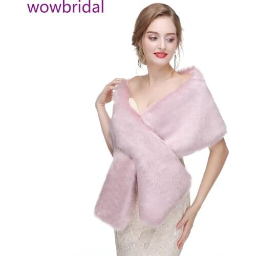 WOWBRIDAL Warm Faux Fur Winter Bridal Cape Wedding Cloaks Party Wraps Jacket Wrap Boleros De Encaje Boleros De Mujer