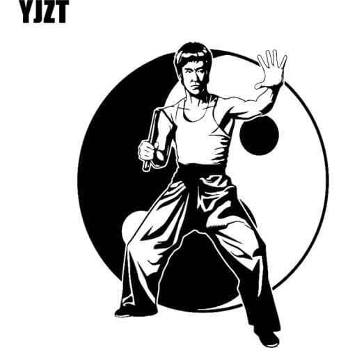 YJZT 14.7CM*17.8CM Bruce Lee Vinyl Decal Film Actor Car Sticker Black/Silver C3-0053