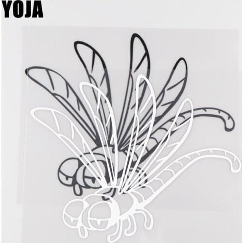 YOJA 15.2×12.1CM Creative Dragonflies Cartoon Animals Vinyl Decal Car Stickers Black/Silver 19C-0103