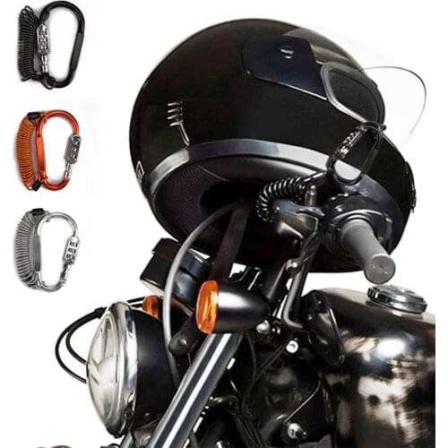 Motorcycle Helmet Lock With Steel Wire Cable Tough Combination PIN Lock Carabiner Fix For Motorcycle Bicycle Electric Scooter