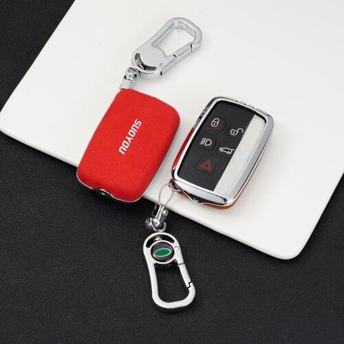 Suede Leather Car key case For Land Rover A9 Range Sport Evoque Freelander 2 Jaguar XE XJ XJL XF C-X16 V12 Guitar FX Typ Velar 5