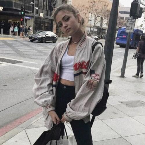 B-TOTO American Retro Light Gray Baseball Uniform Jacket Female Tide Ins Spring And Autumn Thin Jacket 2021 New