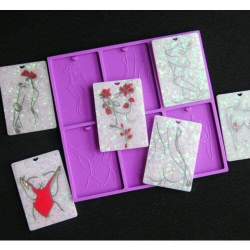 Women Body Line Art Keychain Epoxy Resin Mold Necklace Pendant Silicone Mould DIY Crafts Decorations Jewelry Earrings Tools