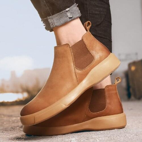 ZEEKSON Winter Plus Velvet Chelsea Boots Mens Shoes Outdoor Travel Warm Casual Ankle Boots Trendy Fashion Wear Comfortable Shoe