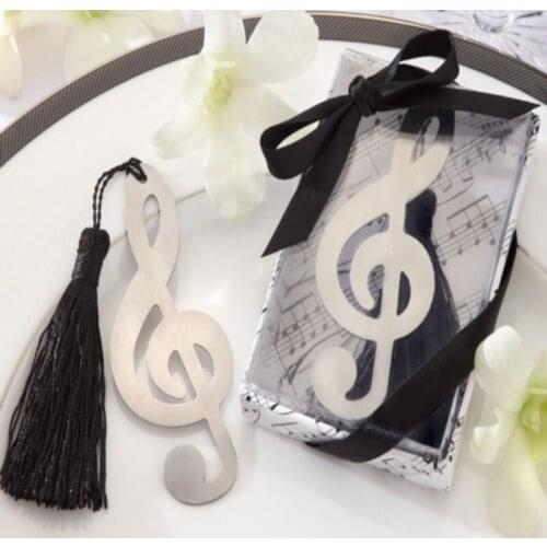 12PCS Timeless Duet Brushed-Metal Openwork Note Bookmark with Elegant Silk Tassel Wedding Favors Party Giveaways For Guest