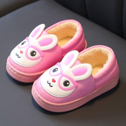 2021 Ins New Baby Home Slippers Girls Cartoon Shoes Kids Indoor Slippers Winter Baby Warm PU Shoes Child House Shoes