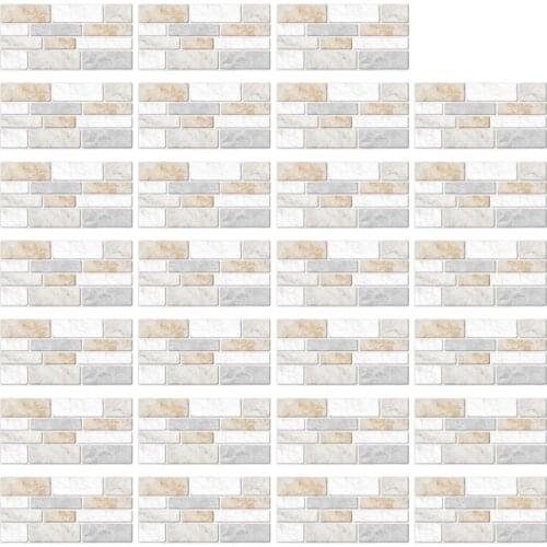 27pcs Imitation Marble Brick Tile Stickers DIY Self Adhesive Kitchen Floor Wall K43D