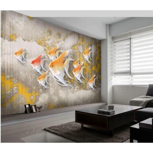 Custom photo 3d wallpaper Modern minimalist relief golden undersea fish room home decor 3d wall murals wallpaper for walls 3 d