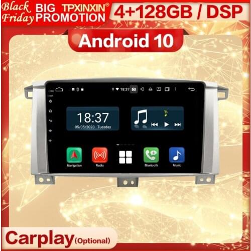 4+128G Carplay 2 Din Android Screen Multimedia Stereo Receiver For Toyota LC100 2005 2006 2007 GPS Radio Audio Player Head Unit