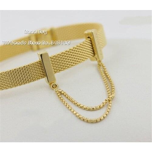 Alissa 2018 Reflexions Golden Floating Chains Safety Chain Clip Charm Beads For DIY Reflexions Charm Bead Women jewelry