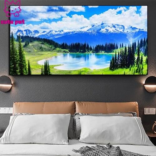Diamond Painting Natural scenery lake woods mountains Diamond Art Embroidery New Arrival Mosaic Handmade rhinestone Decor large