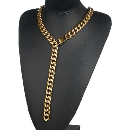 15mm Curb Cuban Link Chain Xxxtentacion Adjustable Choker Tail Hip Hop Rapper Gold Miami Stainless Steel Necklace for Man