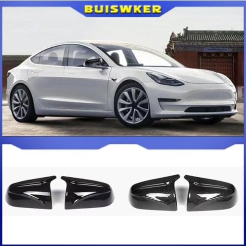 Rear Mirror Cover for Tesla Model 3 Rearview Side Mirror Sticker Car Decor Modification Carbon Fiber ABS for Model3 2017-2021