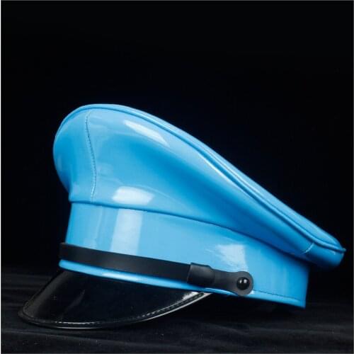 5 Color Germany Officer Visor Cap Army Hat Cortical Leather Military Hats Police Cap Cosplay Halloween Hat Size M L XXL