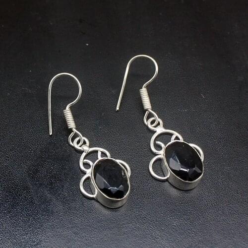 Gemstonefactory Big Promotion 925 Silver Gushing Unique Black Onyx Women Ladies Jewelry Gifts Dangle Drop Earrings 20212145