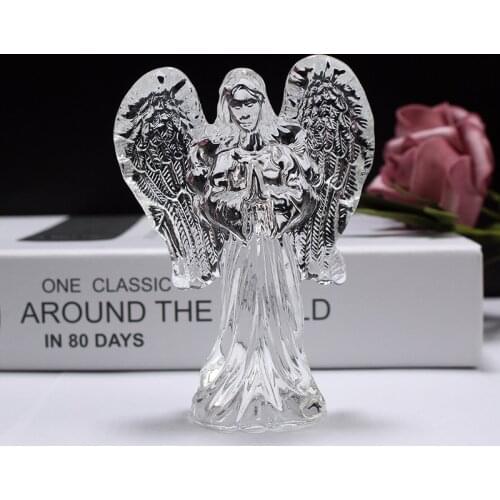 Hot Praying Guardian Standing Angel Crystal Figurines Statue For Christening Baptism Party Favors