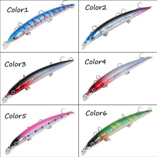 Artificial Plastic Hard Bait 6Colors 13.5cm/13.5g 3D Eyes Swimming Outdoor Swim bait Long Shot Wobbler Bionic Bait Bass 3 Hooks