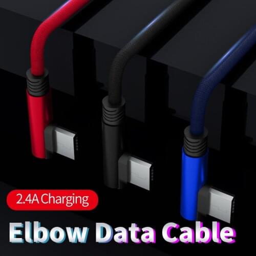 USB Type C Data Cables 90 Degrees Elbow Wire 2.4A Fast Charging USB 2.0 Data Transmission Male to Male Cord 0.35m 1m 1.5m 2m 3m