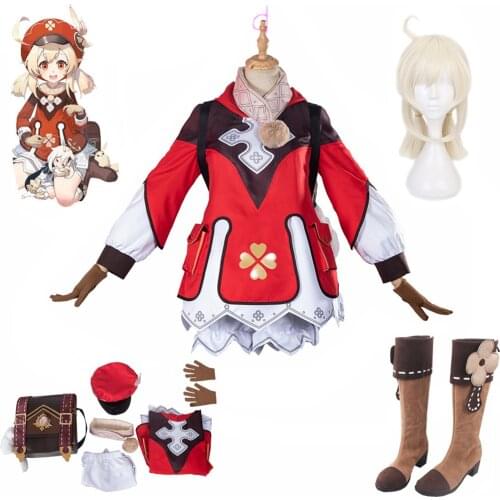 Game Genshin Impact Klee Cosplay Costume Wigs Shoes Loli Party Outfit Uniform Women Halloween Carnival Costumes
