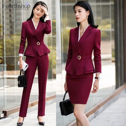 2020 Fashion Formal Pant Suits for Women Office Work 2 Piece Pants Blazer Set Business Trousers Jacket Suit Female Autumn Winter